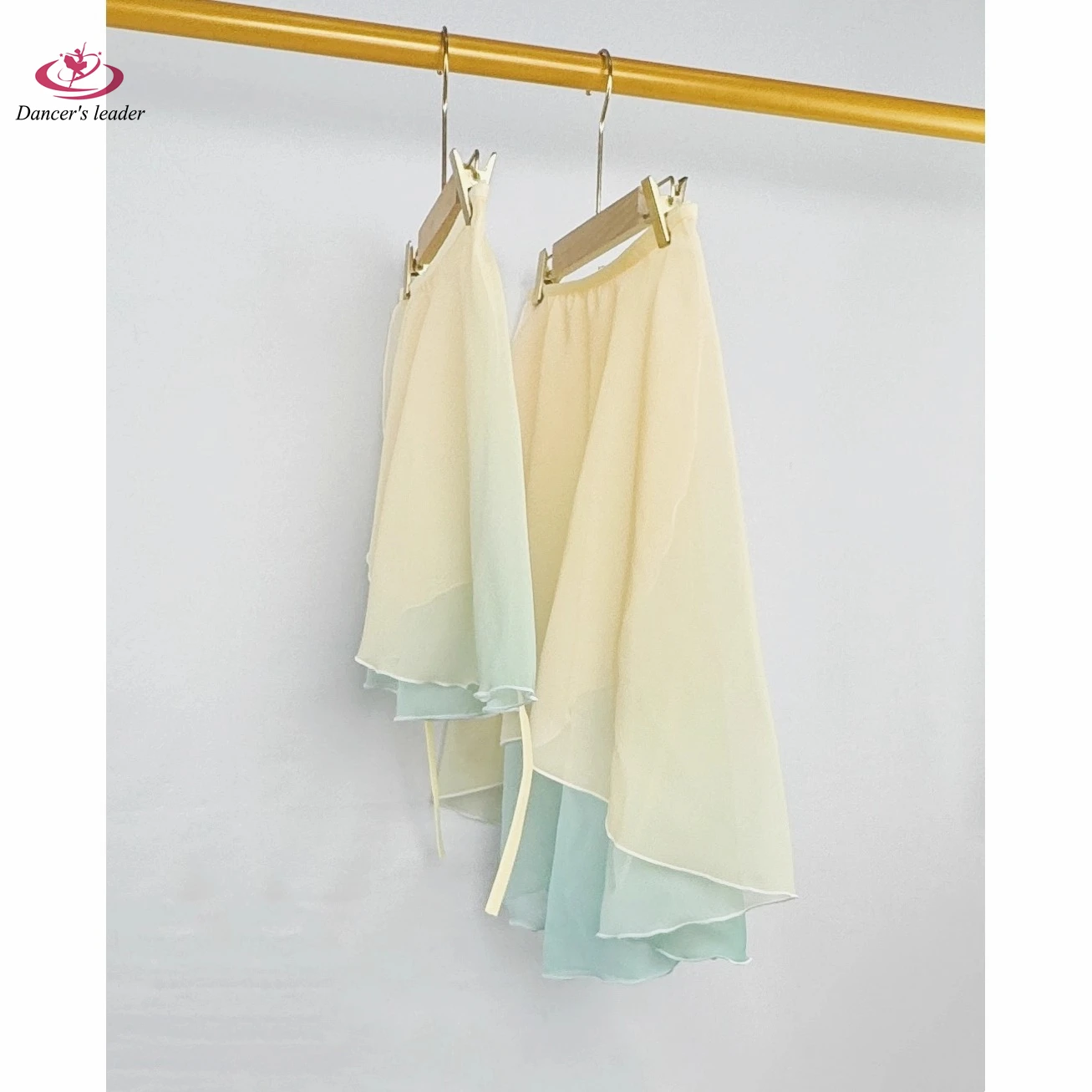 تنورة باليه قصيرة، تنورة رقص نسائية متدرجة باللون الأصفر والأخضر، تنورة ممارسة الجمباز، زي باليه للبالغين، تنورة غنائية #2