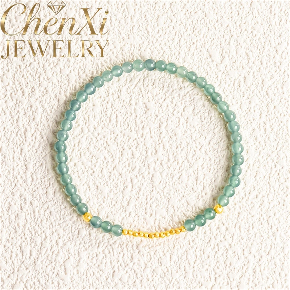 

High-End Natural A-Grade Blue Water Ice-Grade Jadeite Xiaomi Bead Bracelet Popular Gift Fine Jewelry Exquisite Fashion Charms