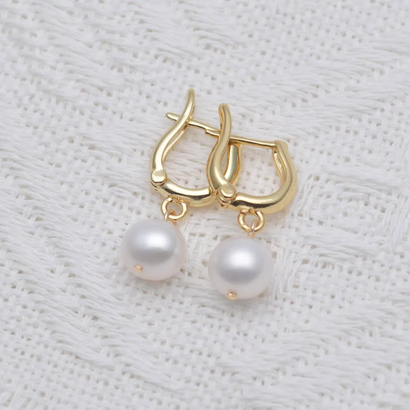 Korean Fashion Natural  Freshwater Pearl  Earrings Exquisite Fashion Simple Gold Plated Ear clip for women