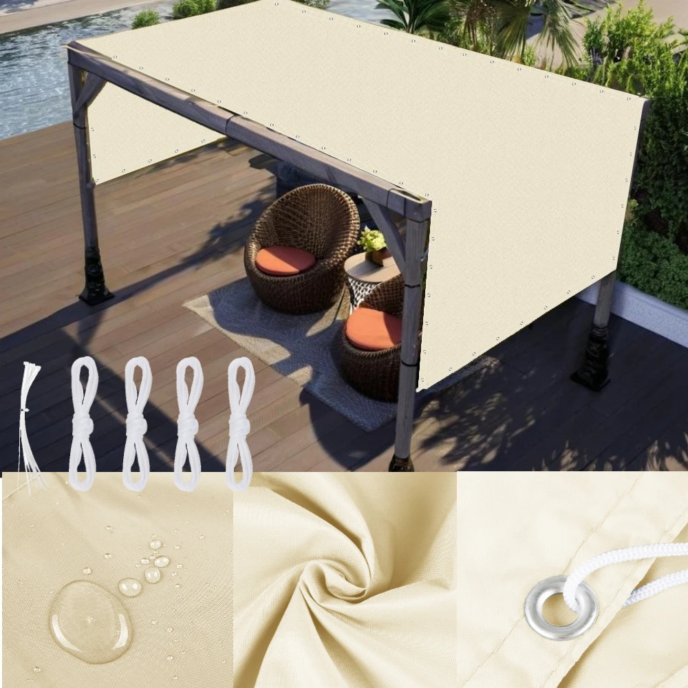 Parasol tipo vela de sol, 2/3/4m, resistente al agua, 95% bloque UV, red parasol con 4 cuerdas y ojales para jardín, pérgola, patio trasero, césped, dosel para piscina