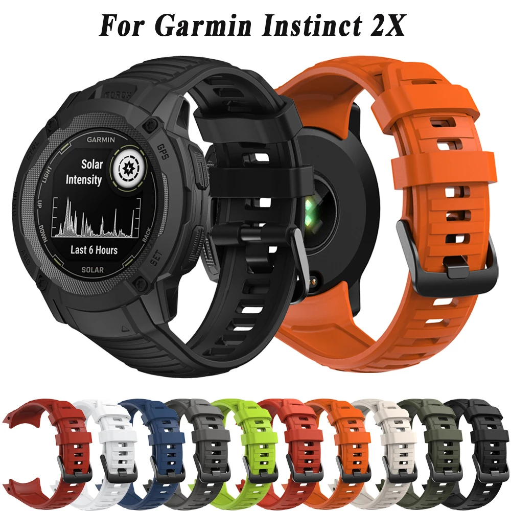 Bracelet de montre en silicone pour Garmin Instinct 2X, remplacement du bracelet de montre Solar DulEdition, accessoires de bracelet, pas de lacunes, 26mm