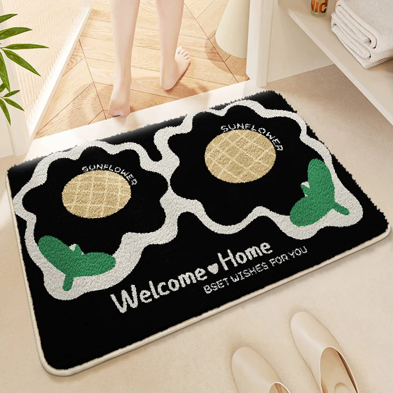 VIKAMA Small Fresh Modern Faux Cashmere Carpet Bathroom Toilet Anti-slip Foot Mat Household Mats Home Decoration