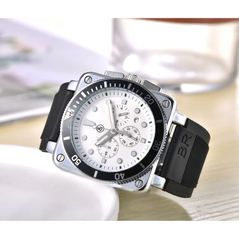 2025 Reloj de negocios de lujo para hombre Movimiento de cuarzo Acero inoxidable Cristal de zafiro Resistente al agua 100M Correa de caucho Fecha