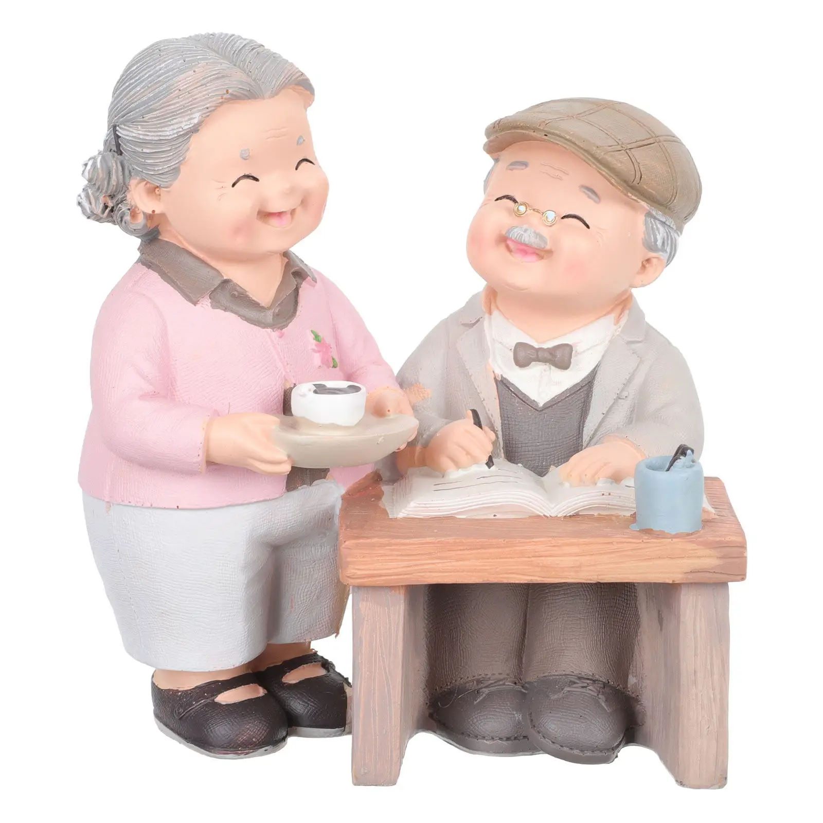 1Set Delicate Resin Couple Statue Adorable Scene Decor for Table Entrance Bedroom Study Decorative Couple Craft Lightweight
