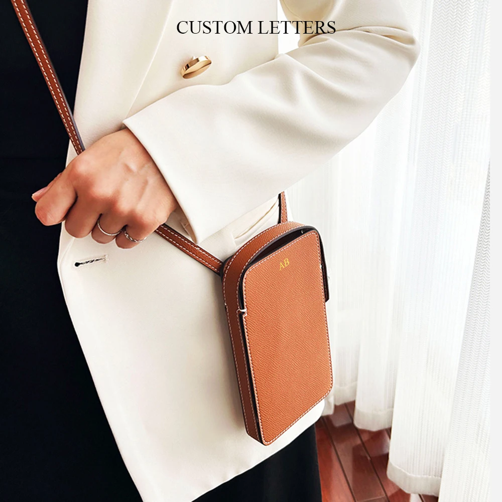 Luxury EP Leather Women Phone Bag Fashion Custom Name Mini Female Crossbody Bag Personalize Letters New Mobile Case Shoulder Bag