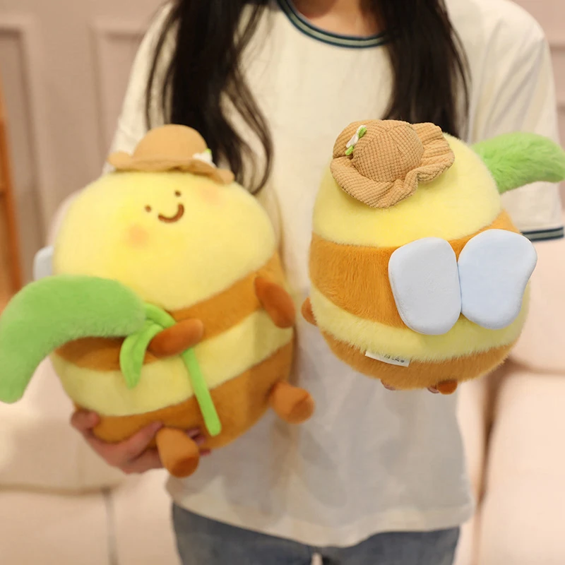 Nieuwe Bee Knuffels Hanger Gevuld Insect Bee Animal Pluche Super Zachte Honey Bee Pluche Pop Bed Slaap Sierkussen Verjaardagscadeautjes