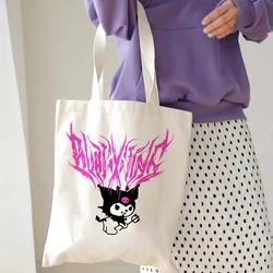 Y2k 90s Harajuku Kuromi Tote Bag Shopper Canvas Shoulder Bag Eco Sanrio Casual Shopping Bag Women Tote Female