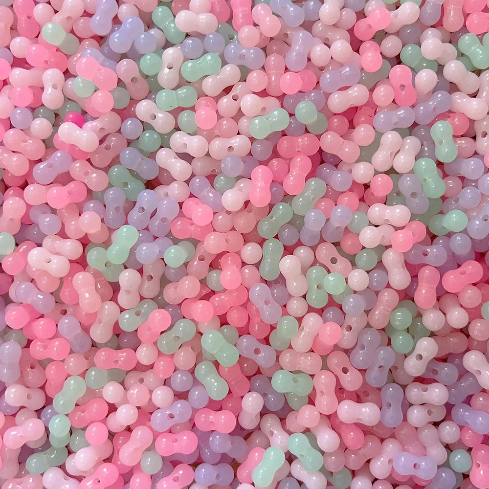 20g Acrylic Peanut Shape Charm Seed Beads Mixed Jelly Color Loose Spacer Beaded For Jewelry Making DIY Necklace Bracelet 12x6mm