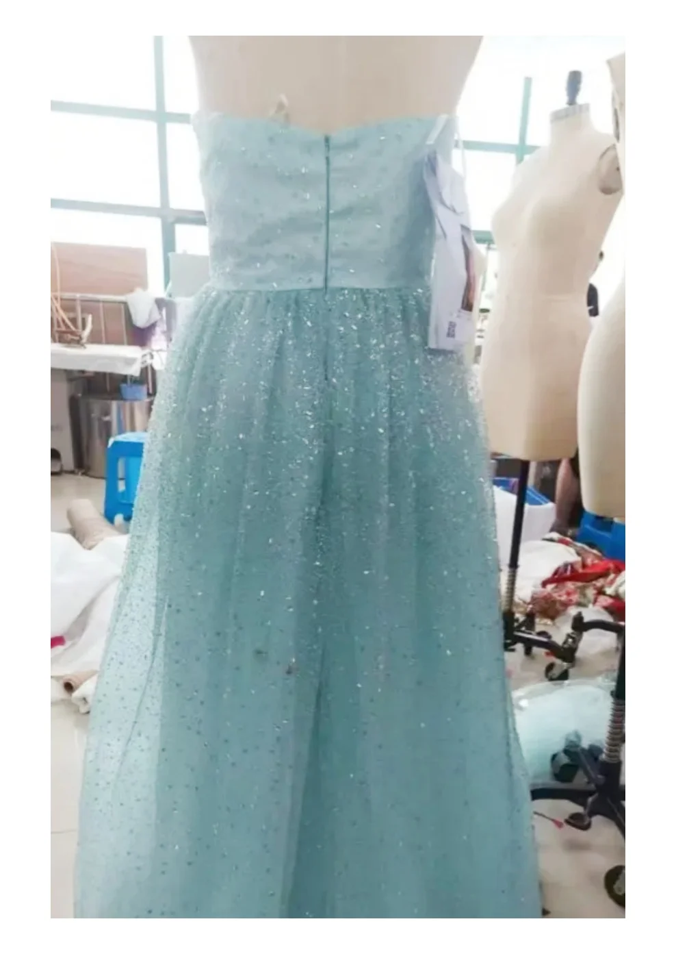 Customized Light Blue One Shoulder Prom Dresses Long for Arabic Women 2025 Beading Crystal A Line Tulle Formal Evening Gowns