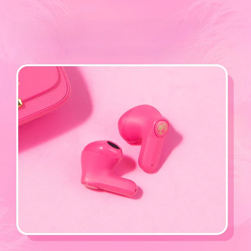 Kawaii Miniso Barbie Bluetooth Headset Anime Cute Cartoon Pink Headphone Protective Case Super Battery Life Long-lasting Durable