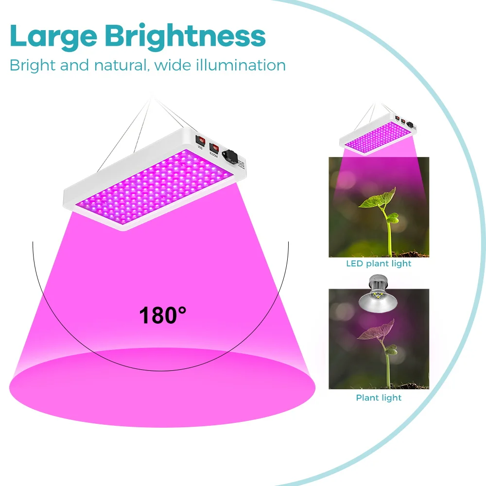 LED Plant Grow Light Full Spectrum 300W Hydroponic Greenhouse Tent Growth Box Fruit Succulent Cultivation Lamp BLoom/VEG 2Modes