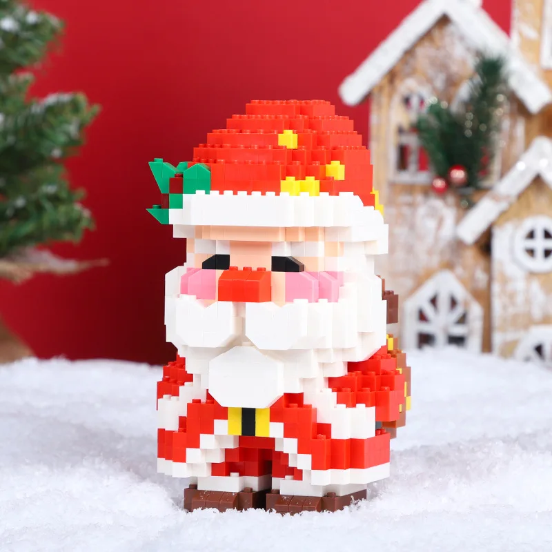 

Kawaii Santa Claus 3D Christmas Micro Building Blocks DIY Elk Tree Set Assembly Mini Brick Xmas Figure Toys For Home Decoration