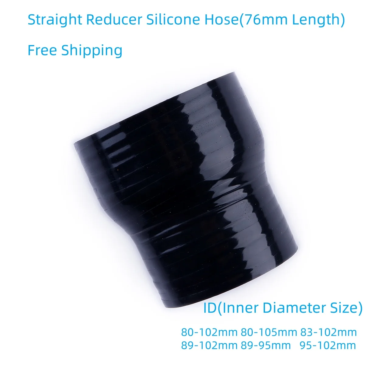 Black 3/4PLY Straight Reducer Silicone Hose General 76mm Length Intercooler Coolant Tube Pipe 80mm 83mm 89mm 95mm 102mm 105mm