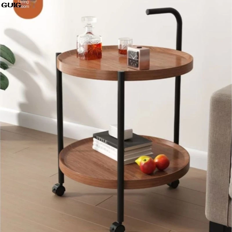 GUIG Movable Small End Table Trolley Living Room Sofa Side Few Mini Small Table Shelving Wheel Nordic Wind Dining Car Hot New