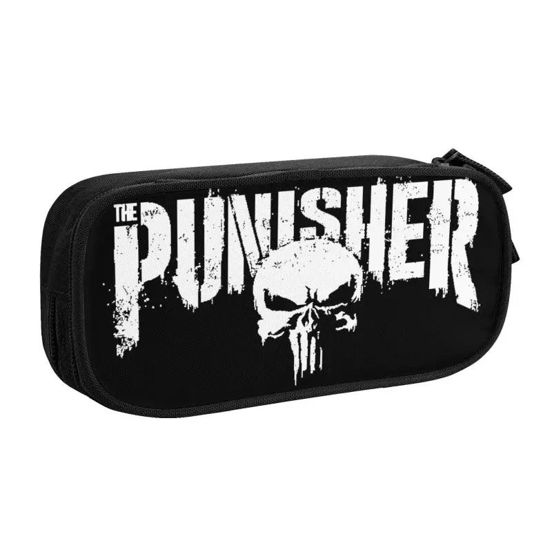 Custom Superhero Cute Pencil Cases Girl Boy Large Capacity Punisher Skull Symbol Pencil Pouch School Accessories