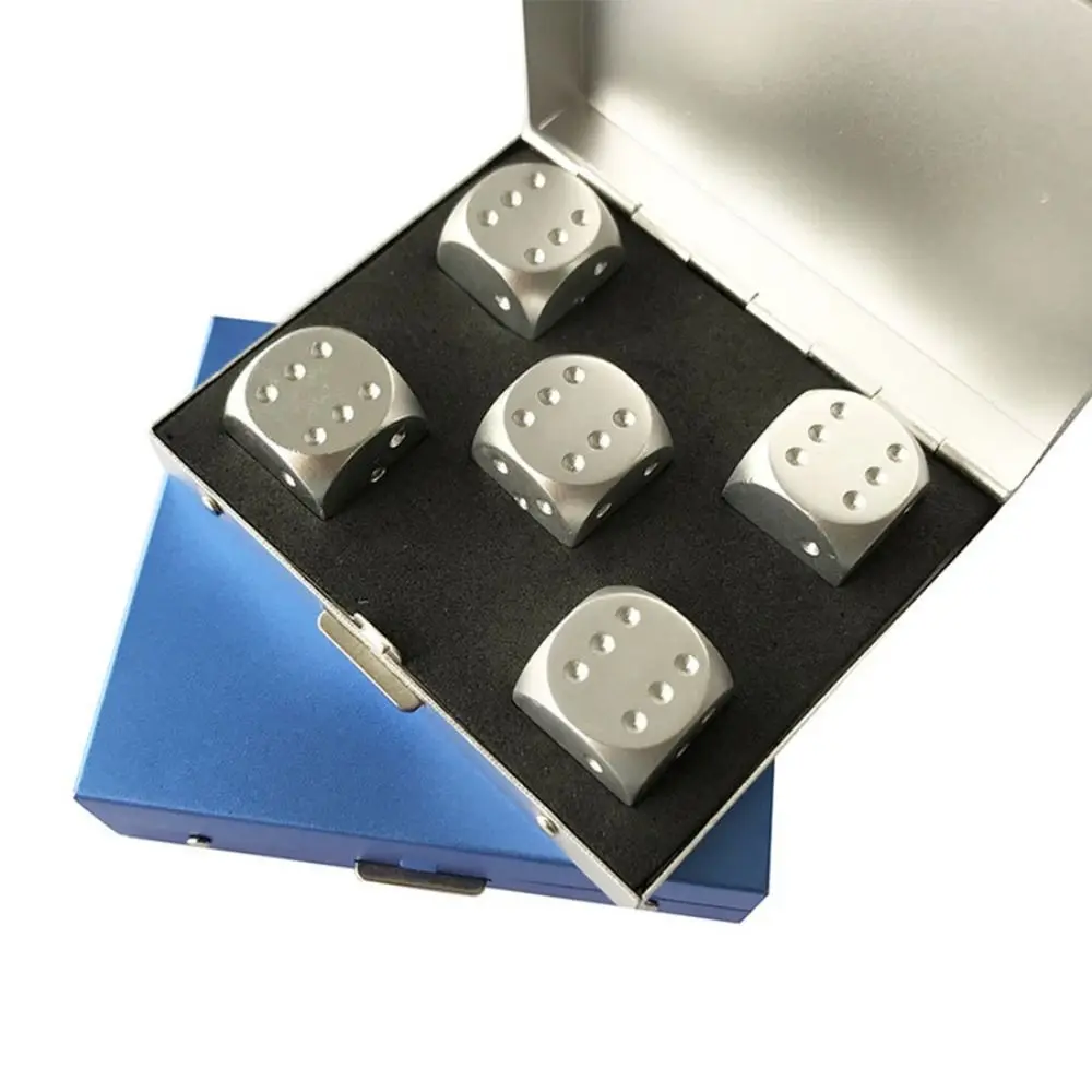 

Aluminum Alloy 5 in1 Metal Dices 6 Sided Figurines Metal Solid Dice Hand Polished Metal Cube Rounded Corners Dice Set
