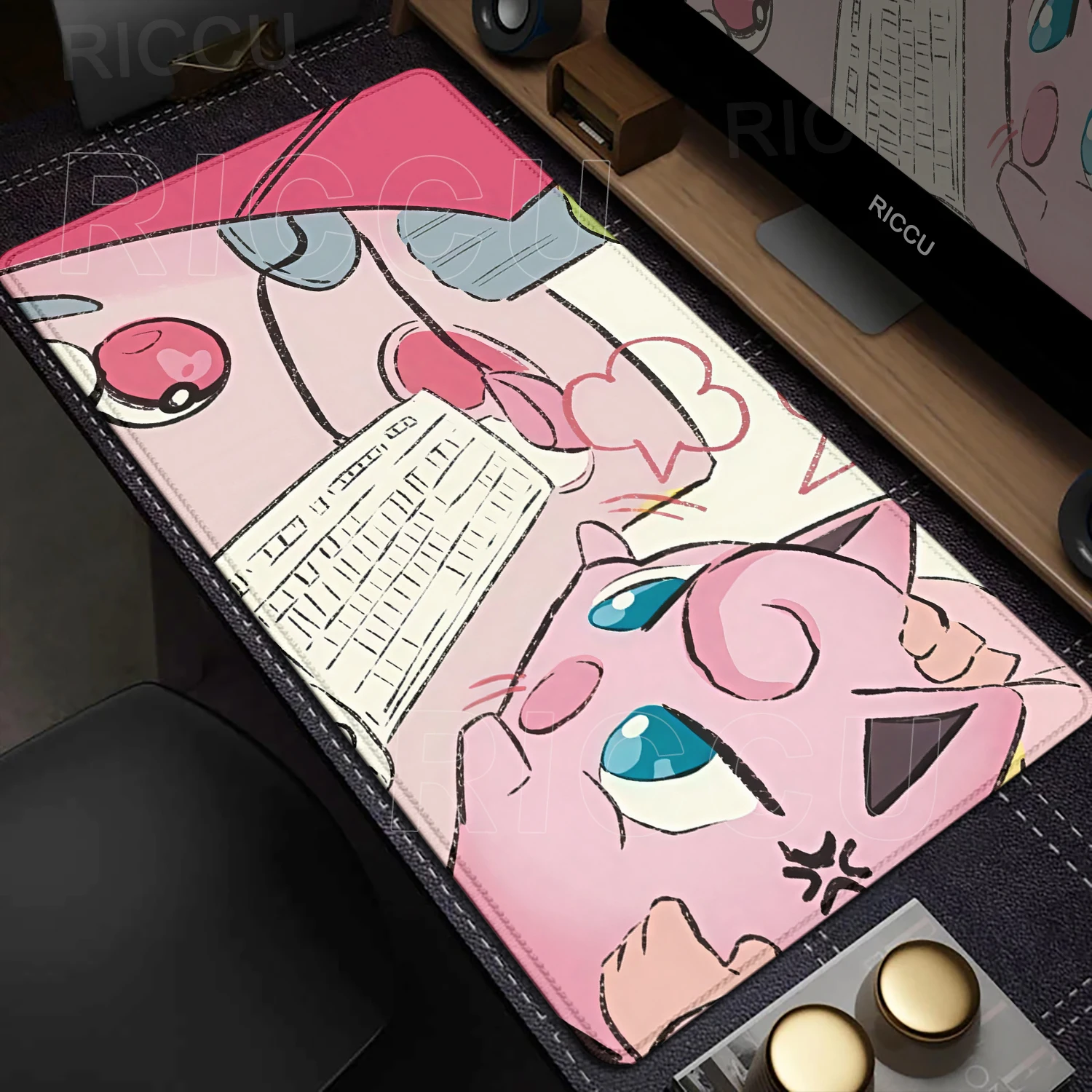 Podkładka pod mysz Kawaii Jigglypuff Duża Gamer XXL Podkładka na biurko pod klawiaturę i mysz Dywanik Clefairy Gumowa Tapis Souris Gaming P-Pokemon Mousepad — zdjęcie produktu 3