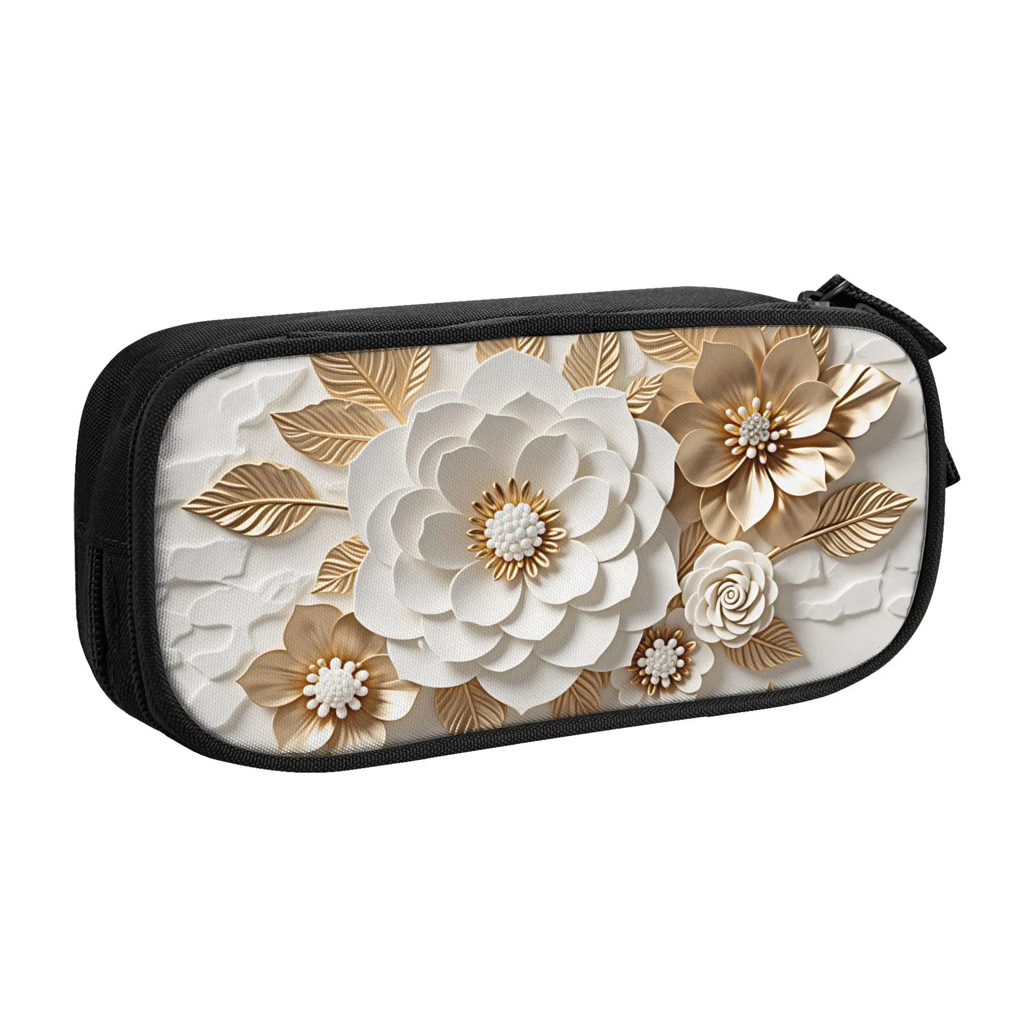 Luxury High 3D Floral Cute Pencil Case Boys Girls Large Capacity Fashion Trend 3D Flowers Pencil Pouch School Accessories