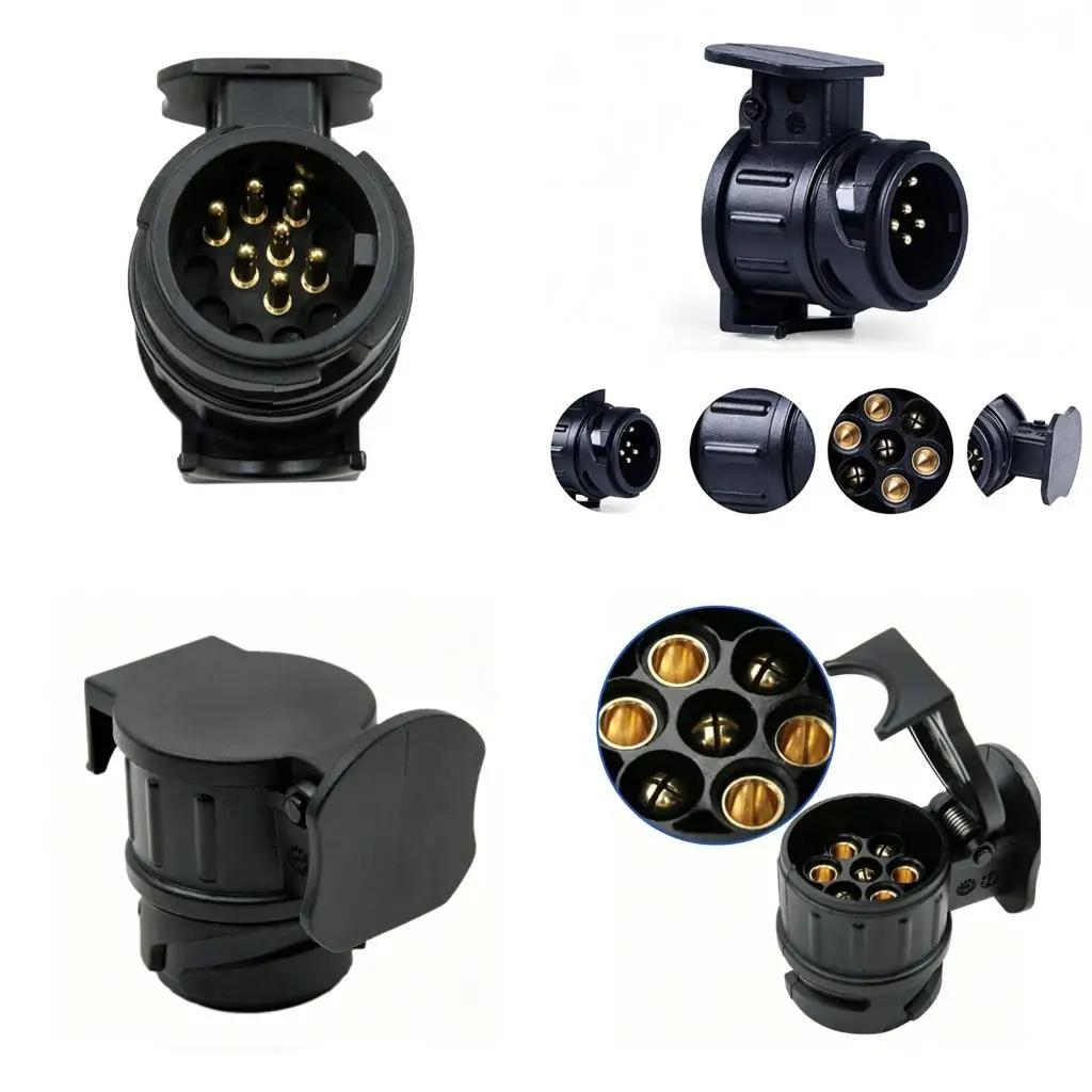 European 13P To 7 Pin Trailer Plug Adapter ABS Socket For Truck Caravans Towing