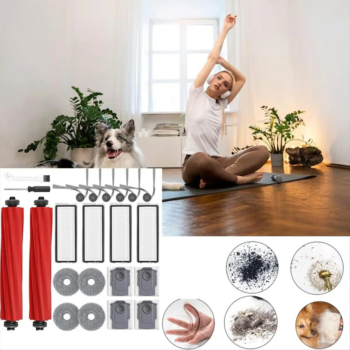 Accessories Replacement Kit Compatible with for 35A 35S Robot Vacuum Cleaner,Main Brush Roller,Hepa Filters-TCES