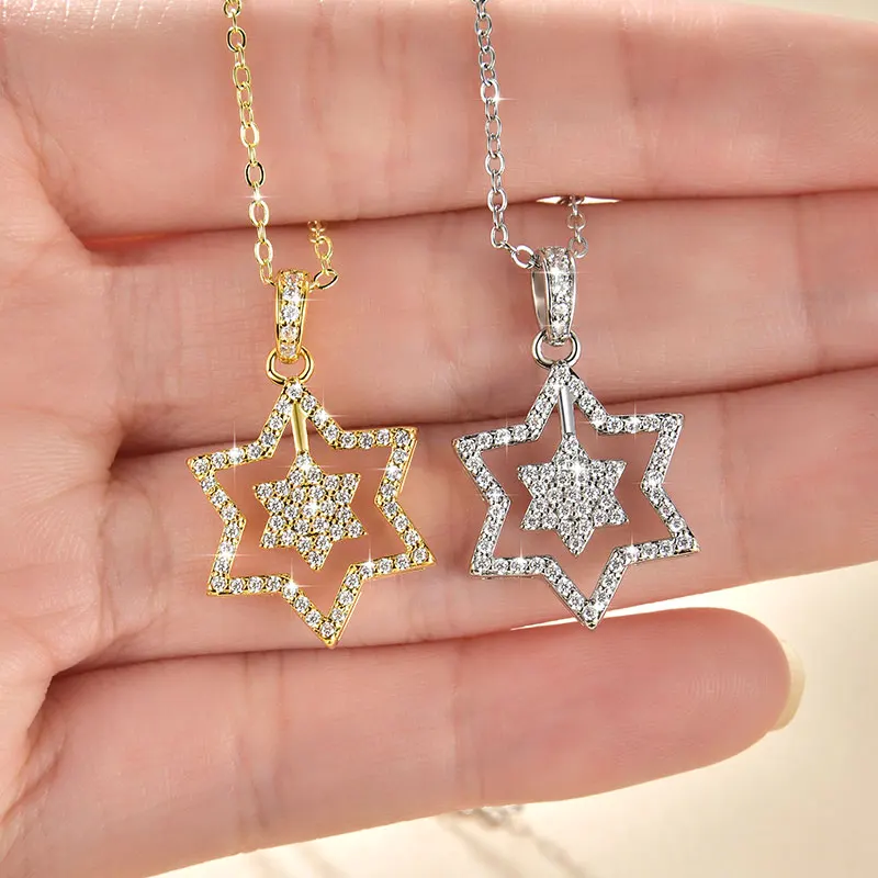 Anziw 2026 New Fashion Shining Star Zirconia Pendant Necklace for Women 14k Gold Filled Party Wedding Accessories Jewelry Gifts