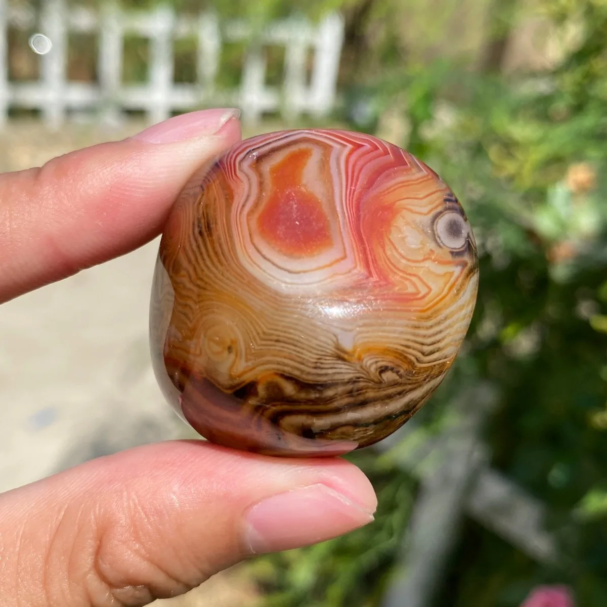 Translucent Beauty Banded Agate Worry Stone, Earthy Tone, Tumbled Polished, Crystal Display, Natural Stone, Table Display