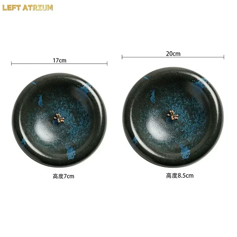 Retro Ceramic Double Layer Plate Creative Dessert Dish Dim Sum Plate Thick Soup Plate Snack Sushi Plates Restaurant Tableware