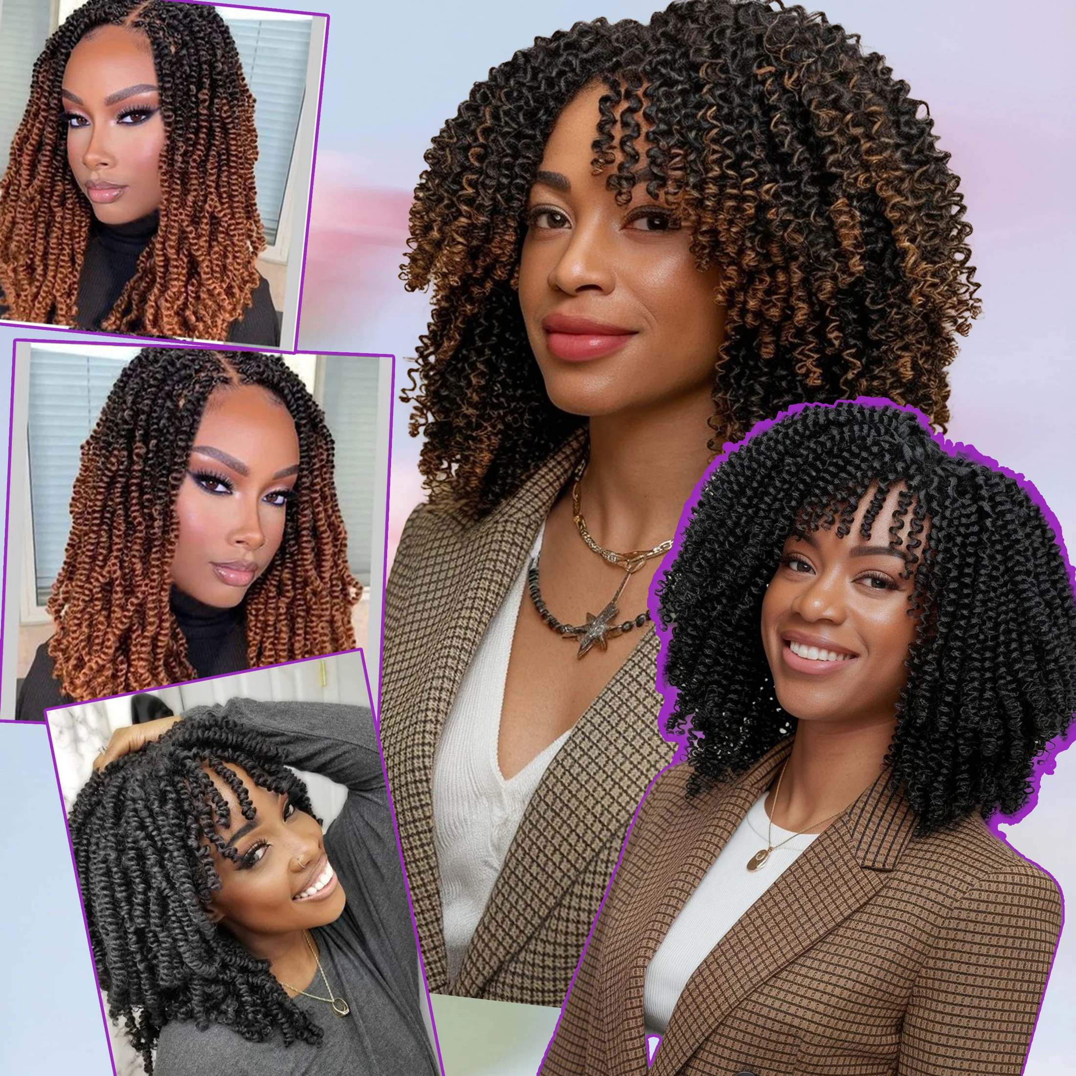 Venta al por mayor 10 "180g Premium elástico preestirado Afro Twist rizado trenzado extensiones de cabello sintético primavera Twist