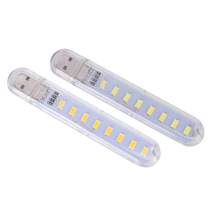 1 pz Mini LED portatile universale 5V alimentato tramite USB 8 LED illuminazione Computer Power Bank lampada luce notturna calda/bianca