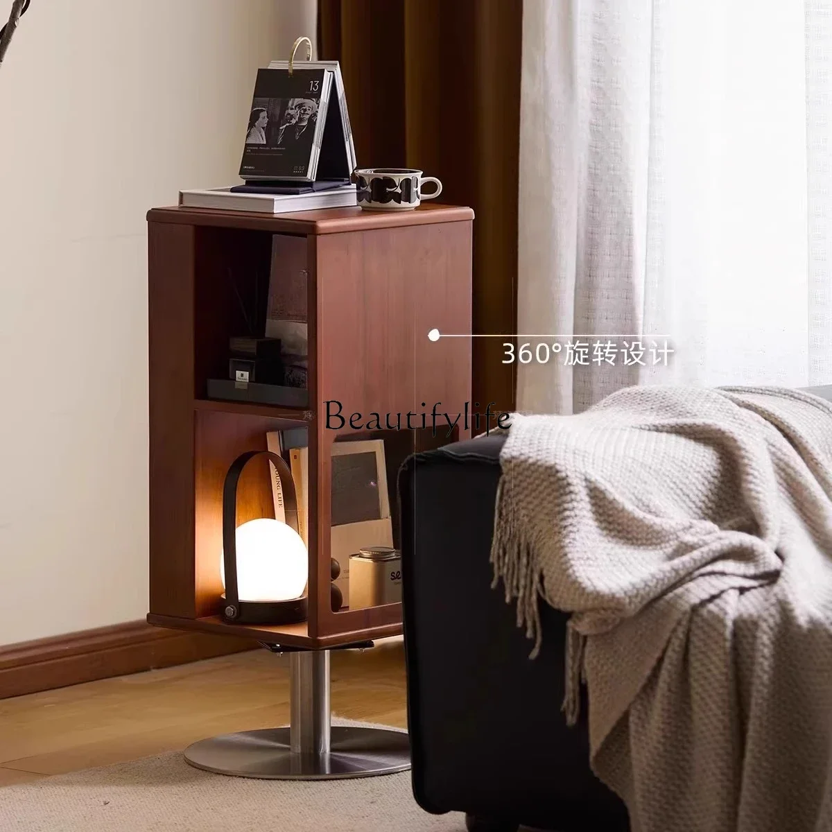 

yj32 Retro rotatable side cabinet ash wood storage storage cabinet solid wood medium ancient style
