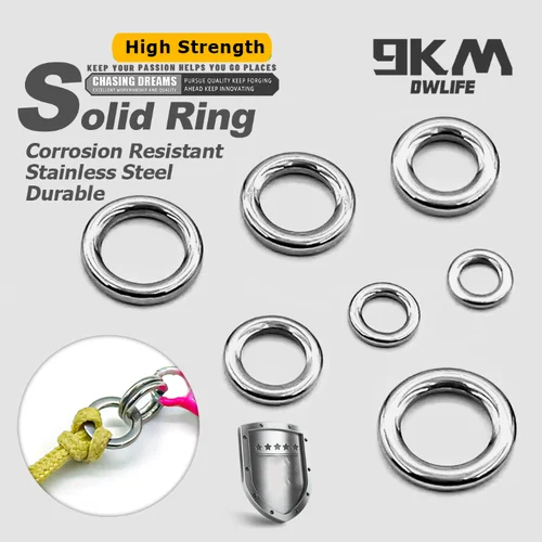 Anillo sólido de pesca, 20 ~ 100 Uds., conectores de señuelo de pesca, accesorios de pesca a presión de acero inoxidable, anillo sólido, aparejos de agua salada cromados
