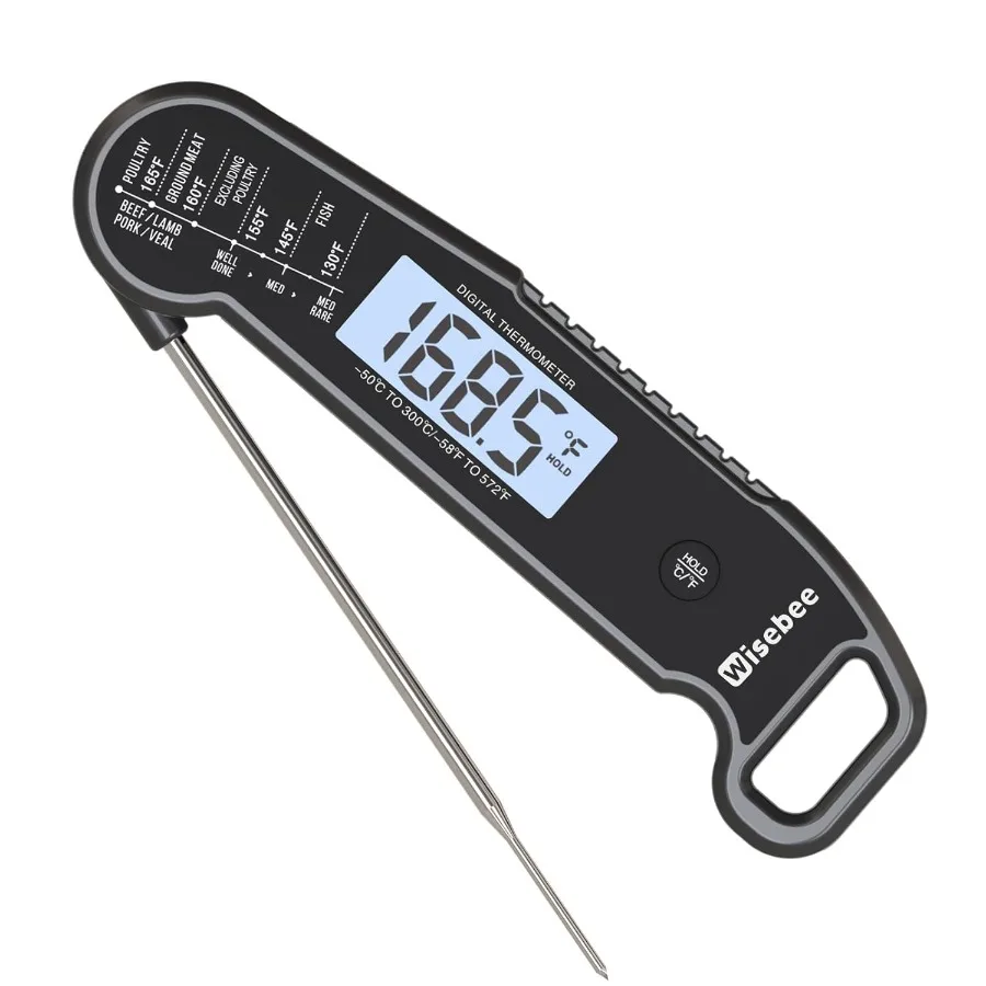 

Digital Meat Thermometer with 0.5 Second Instant Read Waterproof Design 180 AutoRotate Backlit Display AntiSlip Handle Magnetic