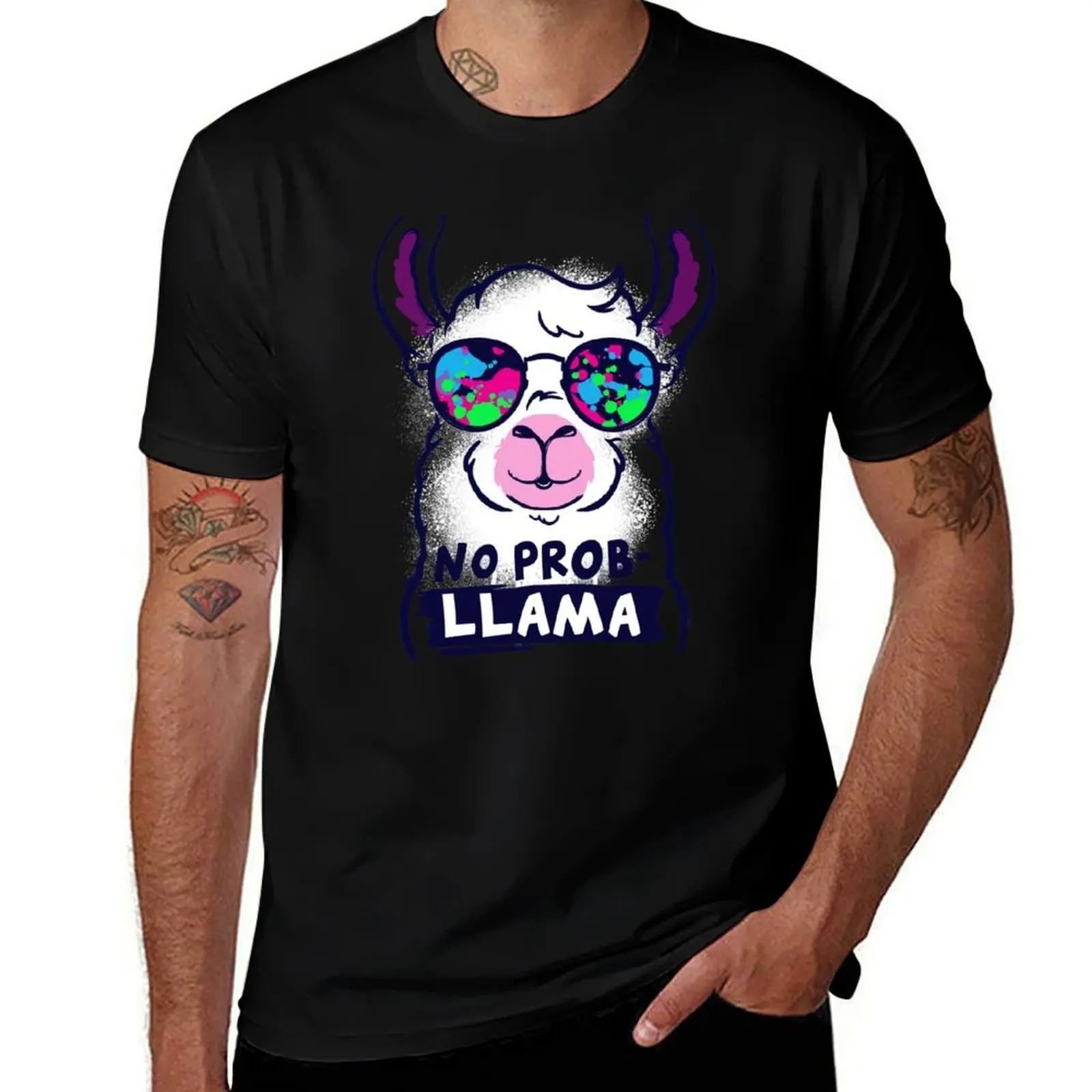 No probllama llama T-Shirt t shirts for man cotton man t shirt graphic man t shirt heavy cotton T-Shirt