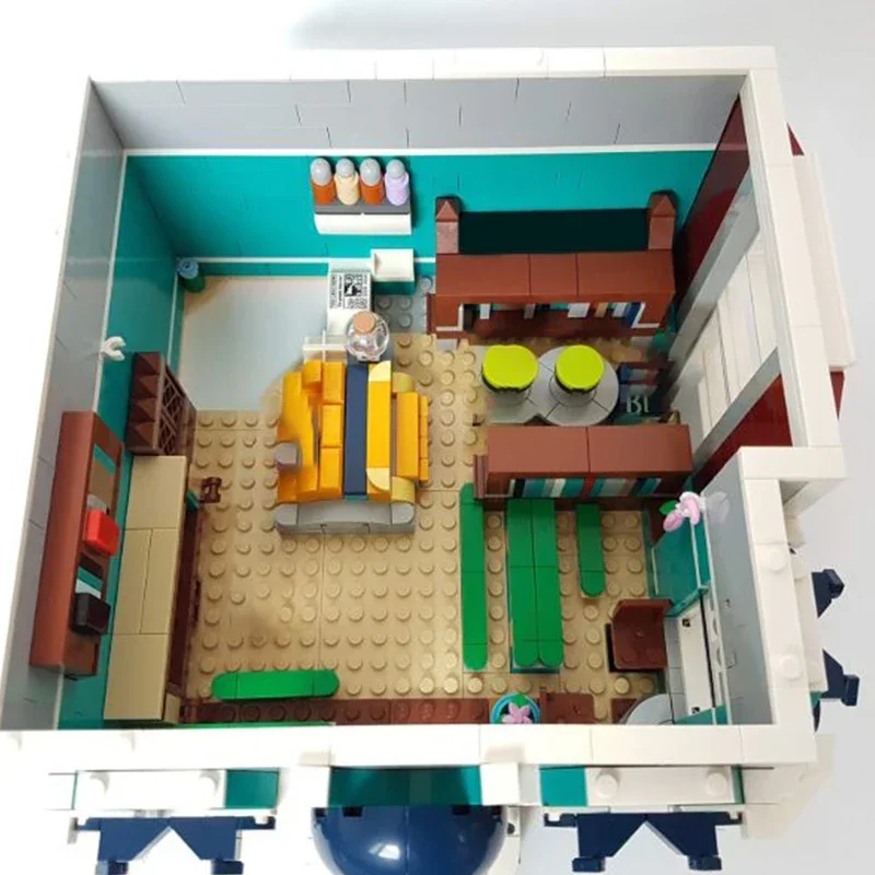 Moc blocos de construção vista rua modelo rua canto livraria tijolos técnicos diy montagem brinquedos famosos para crianças presentes do feriado