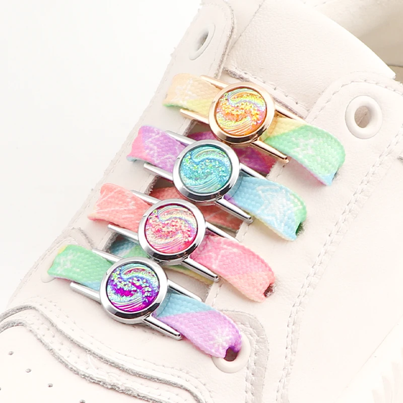 1Pair Candy Gradient Shoelaces Charms Luxury Nebula Shoe Charms Sneaker Laces Buckle Decorations AF1 Casual Shoes Accessories