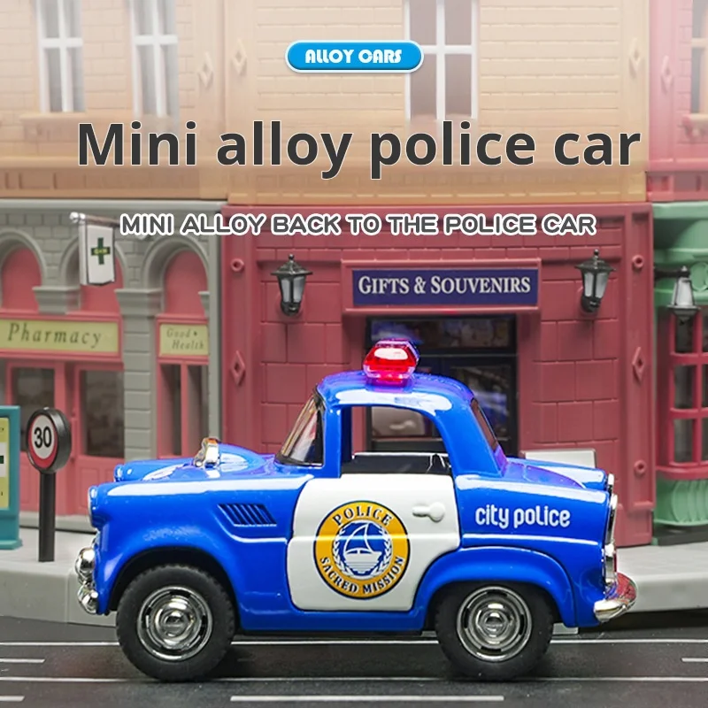 1:38 Alloy Pull-Back Fire Police Car Series Double Door Classic Car With Light Music Car Model Die Casting Educa