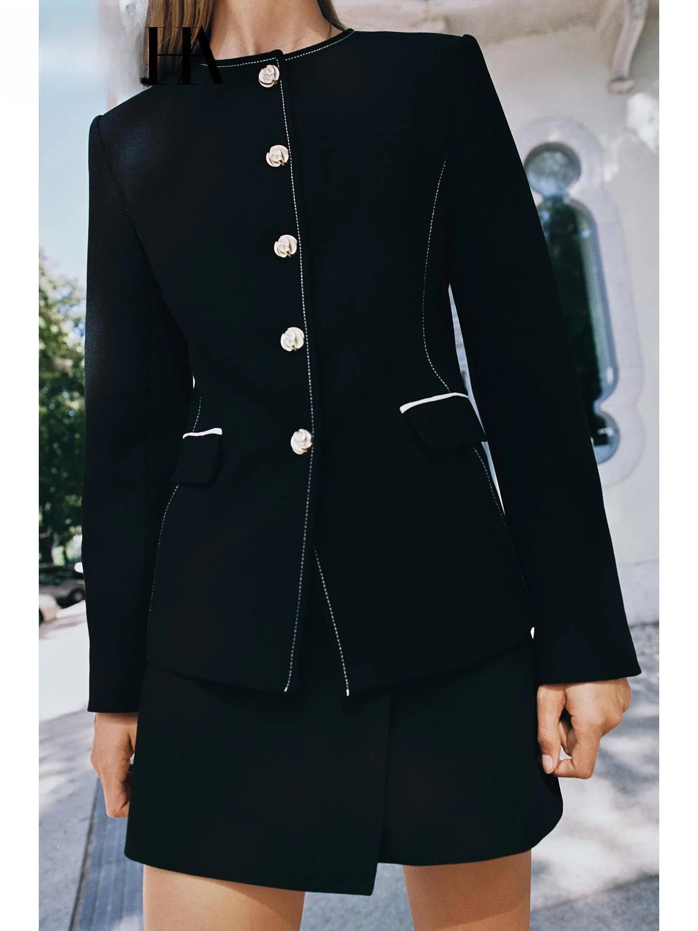 ZAPRHA Faion Slimming Waistcoat Jaet for Women Casual Sle Stand Fit Long Sve round Ne Single Button Closure