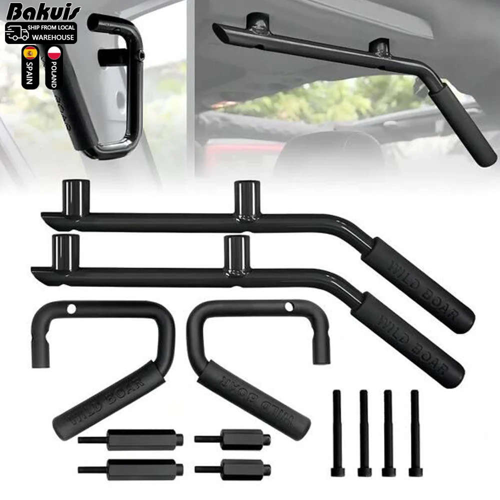 Front Grab Bar Grab Handles Black Textured Car Rear Grab Handles Grab Bars for 2007-2018 Jeep Wrangler JK JKU Accessories