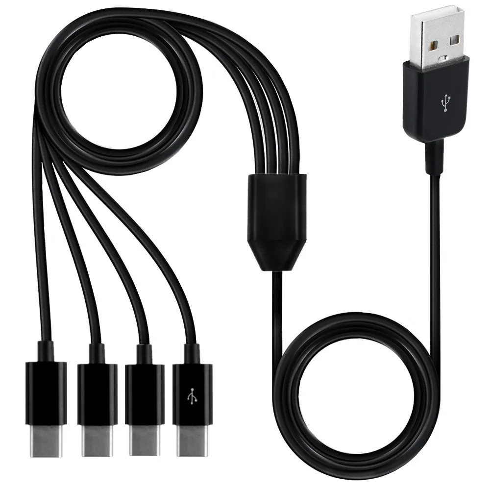 Cable de datos de carga rápida múltiple para teléfono inteligente Y tableta, divisor USB tipo C de 1 a 4 puertos tipo C a Mini Micro de 5 pines