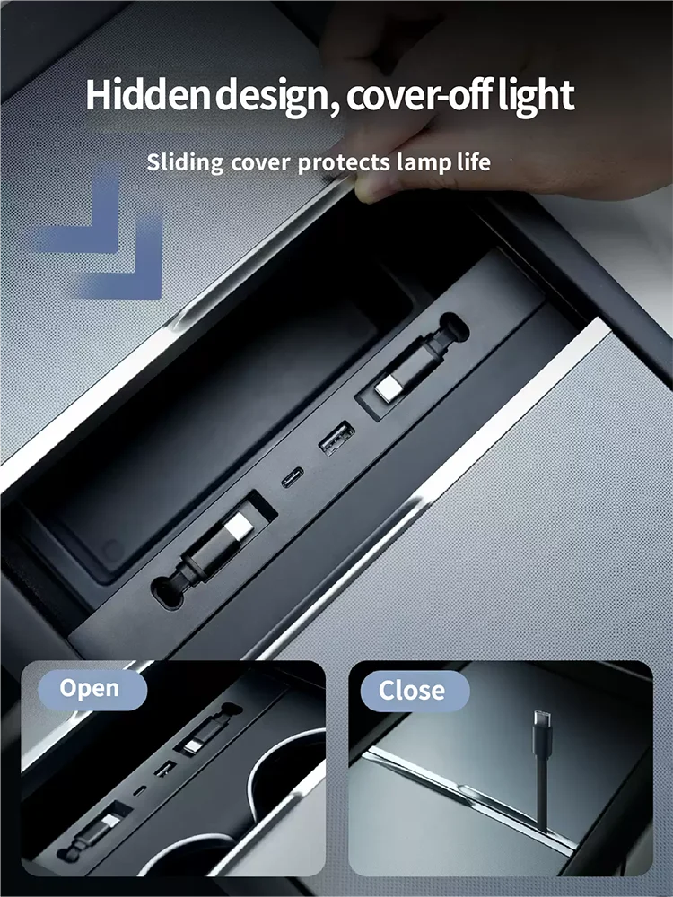 For Tesla Updated Model YL/Y/3 2024-2026 Central Control Fast Charging Expansion Dock Car Intelligent Adapter Splitter