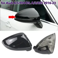 2x Carbon Fiber Style Black Rearview Side Mirror cover Caps for Audi A4 B9 Quattro Sline A5 S5 RS5 Sportback Side Assist