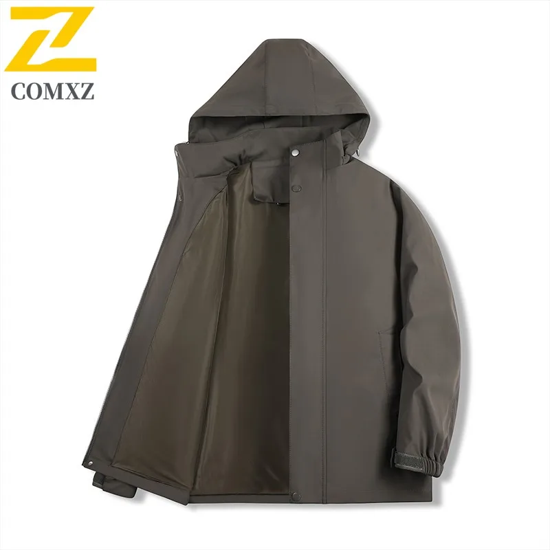 

COMXZ 2025 Mens Womens Winter Hooded Fleece Reversible Jacket Outdoor waterproof windproof Warm loose lightweight windbreaker