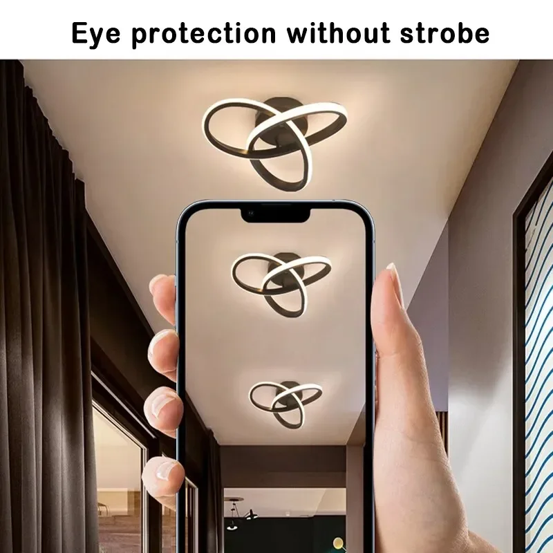 Lámpara de techo Led nórdica negra, luces de montaje en techo cambiables de 3 colores, montaje semiempotrado, accesorio de iluminación de techo pequeño para interiores