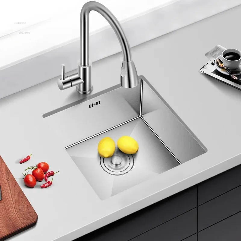 فتحة واحدة الفولاذ المقاوم للصدأ أحواض المطبخ المنزل بار حوض غسيل صغير حوض غسيل يدوي تحت حوض اكسسوارات المطبخ P #2