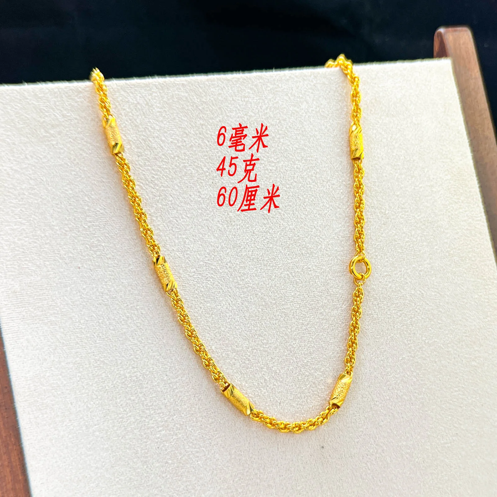 Luxury 24K 9999 Pure Gold real gold Cylinder Twist Necklace Buckle Head Men's and Women's Necklace