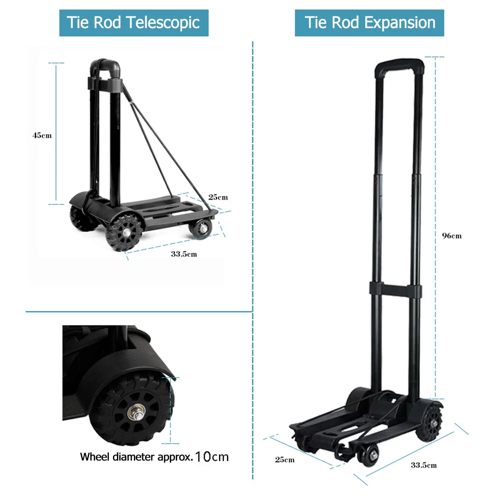 75KG Aluminum Alloy Tool Cart Folding Trolley for Pulling and Carrying Luggage Multi-purpose Trolley with Wheels Folding 트롤리