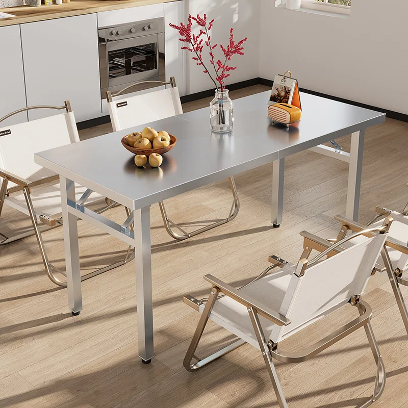 

Extra thick stainless steel folding table rectangular outdoor household portable dining room dining table stall commercial