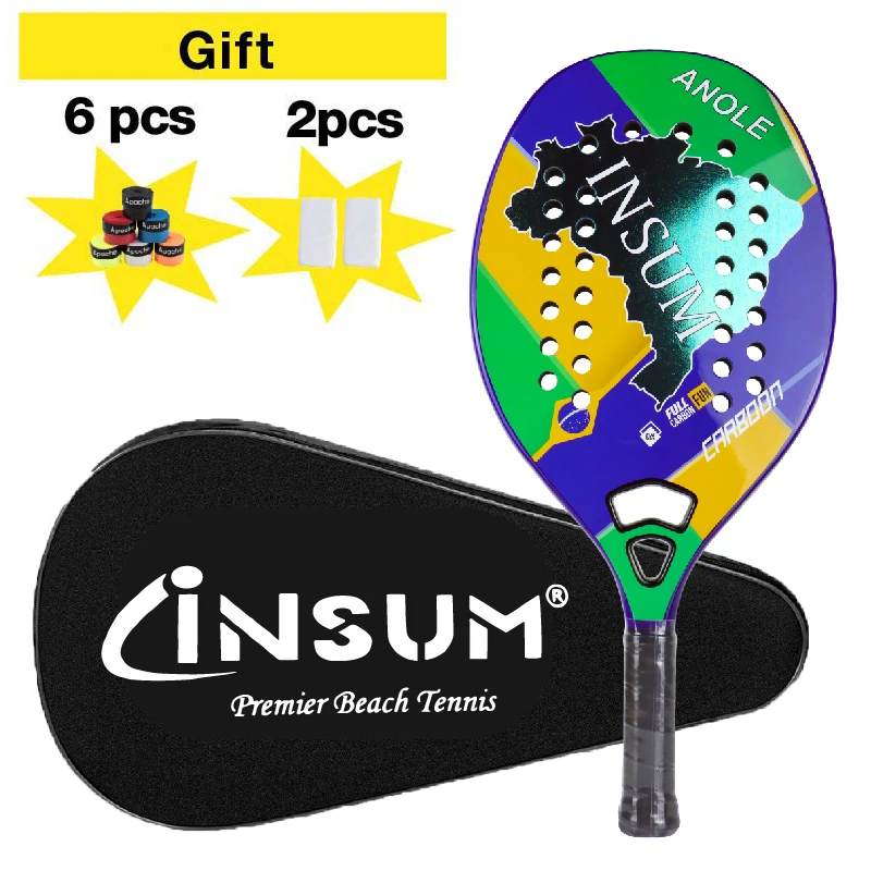 

Anole Beach Tennis Tennis Full Carbon Fiber Lightweight Racket with Cover Bag Beach Tennis Raquete