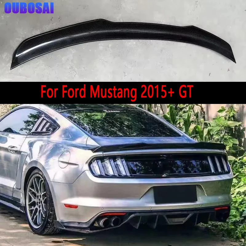 

For Ford Mustang 2015+ GT High quality Carbon Fiber Tail fins Rear Trunk Spoiler Guide Wing Rear Wing upgraded body kit
