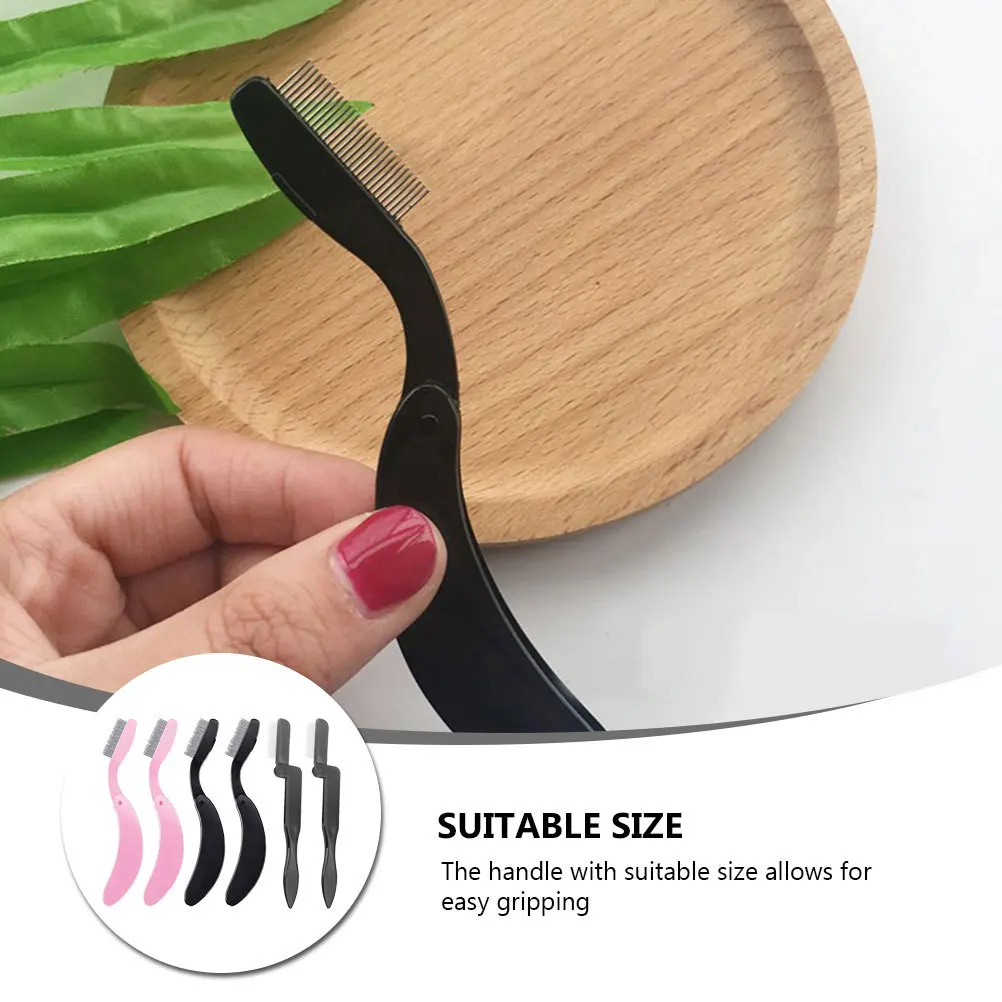 

6Pcs Folding Eyelash Combs Stainless Steel Lash Grooming Tool Bendable Handle Eyebrow Brush Makeup Tool for Salon Home Use